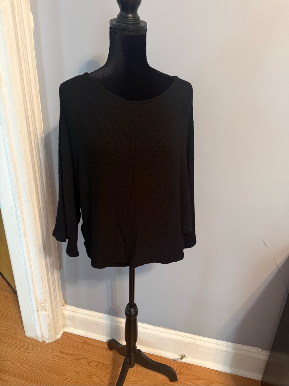 Maeve Black Long Sleeve Scoop Neck Pullover